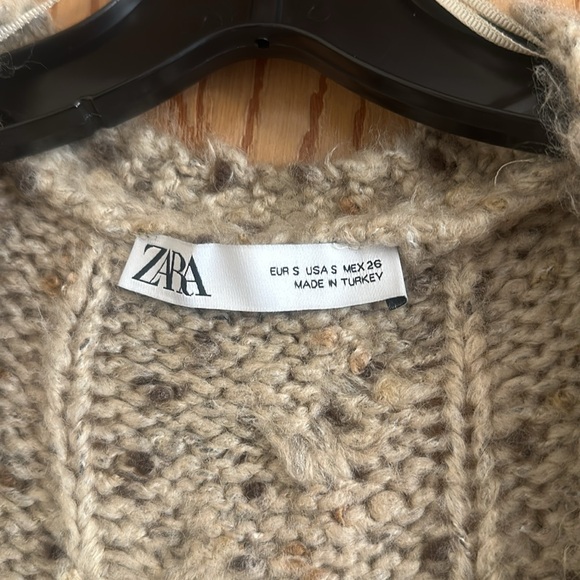 Zara Cable Knit Torn Coat Cardigan - Picture 7 of 16